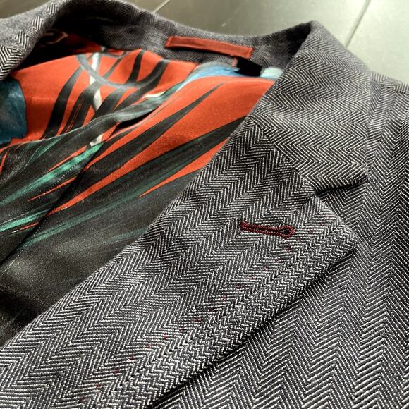 Ted Baker Herringbone Gray Blazer Suit Jacket Men's Size 7 3XL - Picture 4 of 5